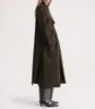 Manteau en laine à grand revers couleur chocolat, marque de mode européenne