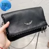 Kvällspåsar populära kvinnors väska handväska vingar diamantjärn zadig et voltaire nitar fårskinn läder messenger crossbody handväskor två kedja damergk