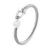 Bangle 361L Stainless Steel Bangles Bracelets Charm Gold Color Cable Wire Cuff Heart Pendant Bracelet For Women Girls Jewelry 231021