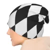 Berets czarno -biały harlequin wzór dzianinowy kapelusz luksusowy człowiek golf czapka damska