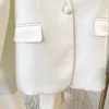 Männer Anzüge Luxus Frühling Frauen Pelz Design Straße Federn Weiß Tragen Zwei Stücke Anzug Blazer Hosen Sets Top Qualität
