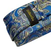 Bow Ties Gift Men Tie Blue Yellow Paisley Novelty Design Design Wedding for Hanky ​​Cufflink Set Dubulle Party Business Fashion