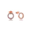 Stud Earrings Rose Gold Forever Signature Original 925 Sterling Silver Clear CZ For Women Jewelry Gift Ear Brincos