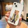 Mobiltelefonfodral Fashion Brand Bear Case för iPhone 15 Pro Max 14 13 12 11 XR 7 8 Plus Transparent Soft Silicone Cover Trend Fundas 231021