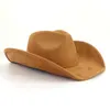 Cappello a cilindro in pelle scamosciata da uomo e da donna, cappello da cowboy a tesa larga occidentale, da donna, in feltro, per feste, cappello da sole per esterni