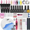 Pós acrílicos líquidos manicure conjunto poli prego gel kit com 36 132w uv lâmpada led polonês embeber fora verniz ferramentas de arte profissional 231020