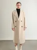 Women's Wool Blend 100 Loose Lapel Coat Long DoubleBreasted Overcoat Turndown Collar Pocket Double Layer N Notch Fall Winter 03 231020