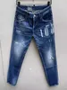 Heren jeans denim scheurde jeans voor mannen mager gebroken Italië -stijl gat fiets motorfiets hot rock revival broek