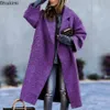 Femmes laine mélanges épais chaud Style français élégant longs manteaux vestes pardessus femme surdimensionné femmes vêtements d'hiver 231021