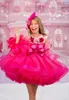 Girl Dresses Fuchsia Ruffles Little Girls Prom Ball Gowns Sequin Kids Pageant Dress Flower Child Birthday Wears