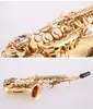 Saxofón soprano curvo profesional con llave B dorada, botón de carcasa chapada en Latón dorado, instrumento de tono de grado profesional