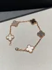 Top Quality 18K Four Leaf Grass V Gold Five Flower Bracelet Womens New Pete Stone Agate Beimu Plating with box
