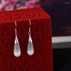 Boucles d'oreilles pendantes en opale rouge naturelle, sculptées à la main, goutte d'eau, bijoux Boutique de mode, cristal en poudre pour hommes et femmes