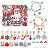 Charm-Armbänder Charm-Armbänder Weihnachten Adventskalender Schmuck DIY Charms Anhänger Armband-Herstellungsset für Kinder Countdown-Schmuck B Dhfxw