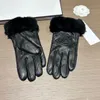 Luxury Designer Sheepskin Gloves Women Real Genuine Leather Gloves High Quality Lady Fur Glove Winter Fashion Accessories With Box