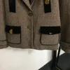 1102 2023 Primavera Autunno Milano Pista Cappotto Giacche Tweed Manica lunga Nero Girocollo Bottone di alta qualità Moda Abbigliamento donna 20238233