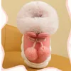 Slipper Cute Pom Rabbit Toddler Girls Slippers PU Leather Plush Thick Children Slippers Winter Warm Soft Anti Slip Kids Indoor Shoes 231020