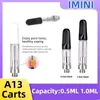 Vape Pen Carts Bulb Pyrex Fat Glass Disposable Cartridge 0.5ml 1.0ml Vape Oil Atomizer 10.5mm Diameter 510 Thread Thick Oil Cartridge Ceramic Mouthpiece Factory Supply