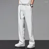 Pantalons pour hommes suspendus costume décontracté glace soie jambe large pantalon droit ample printemps et automne plancton blanc beau