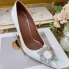 Womens Dress Shoes Fashion designer sunflower Rhinestone Button Ox lacquer skin pumps heeled Ladies pointed toes Sexy heels shoe