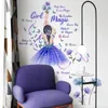 Wandaufkleber, blaue Serie, Mädchen-Blume, englische Wandaufkleber, selbstklebende, abnehmbare Vinyl-PVC-Heimdekoration für Wohnzimmer, Schlafzimmer, 231020
