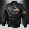 Herrläder faux läder för höst- och vinter män högkvalitativ modekläder läderjacka motorcykelstil casual jackor svart varm överrock 231020