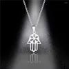 Collane con ciondolo Donna Uomo Collana a mano di Hamsa Oro argento Colore Acciaio inossidabile Cavo di Fatima Catena clavicola Girocollo Gioielli punk