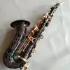 Novo saxofone soprano curvado profissional, ouro preto, b-flat, escultura profunda, preto, níquel, ouro, tom de nível profissional, saxo soprano