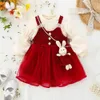 Clothing Sets Year Baby Suit Fashion Girl Two Piece Set 6 Month3 Years Old Red Birthday Party Kids Clothes 231020