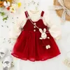 Set di abbigliamento Anno Vestito da bambino Moda Ragazza Set da due pezzi 6 mesi3 anni Festa di compleanno rossa Abbigliamento per bambini 231020