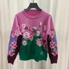 1018 2023 Autumn Märke samma stil tröjor Crew Neck Långärmad rosa gula kvinnliga kläder Fashion Fengjie6