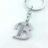 Keychains Fashion Crystal Initiële hoofdletter Letter Keychain Rhodium Plated Alloy Key Chains Metal Name Ring voor vrouwen en mannen