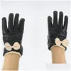 Cinq doigts gants cinq doigts gants papillon femmes véritable cuir tactile perforé section mince en peau de mouton conduite poignet hiver m dhkiv