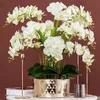 Couronnes de fleurs décoratives 32 pouces fleurs de Phalaenopsis artificielles 9 têtes fleurs d'orchidées artificielles papillon plantes à tige pour la décoration intérieure 6 pièces 231020