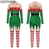 Stripe 3D Print Women Jumpsuit Carnival XMAS Party Cosplay Costume Bodysuit Adults Christmas Onesie Outfits