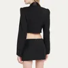 Arbetsklänningar Autumn Outfits For Women Chic Split Bow Rhinestone Deep V-Neck toptight mini kjol Sexig två bitar mode damdräkt uppsättningar