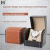 Boîtes à montres Boîtier de montre unique Étui de voyage en cuir PU pour montre avec coussin amovible Étui de rangement pour bijoux Organisateur Boîte de montre carrée portable 231020