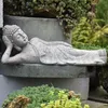 Decorazioni da giardino in resina per esterni che dorme meditando statua di Buddha Zen decorazione per scultura in stile sud-est asiatico per patio portico cortile interno