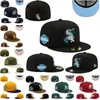 Unisex Ready Stock Fitted Caps Letter Hip Hop Baseball Hats Closed Bucket Hatstitch Heart Hustle Flowers New Era Cap Size 7-8