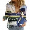 Women's Blouses Turn Down Collar Ladies Shirt Casual Work Wear Floral Print Female Tops Loose Fit Mainland China White Women Chemises