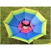 Umbrellas 3 Colors Foldable Sun Rainbow Umbrella Hat For Adt Children Adjustable Headband Hiking Fishing Outdoor Sunshade Home Garden Dhwz9