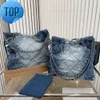 Canal 22 Denim Grand sac à provisions fourre-tout voyage concepteur femme fronde corps le plus cher sac à main avec chaîne en argent Gabrie