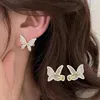 Pendientes traseros, 1 par, moda coreana, manguito de oreja de mariposa sin perforación, circonita brillante, Clip para mujer, joyería para fiesta y boda, Clips