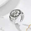 Bröllopsringar Eudora 925 Sterling Silver Pentagram Justerbar ring för män Kvinnor Amulet Guardian Star Tetragrammaton Ring Hip Hop Jewelry Gift 231021