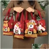 Juldekorationer Juldekorationer Santa Claus Snowman Deer Gift Bag Childrens Candy Handbag Merry Decor Hand Package Year Ho Dhudk