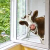 Papéis de parede engraçado janela adere decalques de parede de vaca adesivos espreitando adesivo decoração realista
