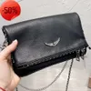 Akşam çantaları popüler kadın çanta çanta kanatları elmas-demirleme zadig et voltaire perçinler koyun derisi deri messenger crossbody el çantaları iki zincir bayan