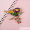 Pins Brooches Simple Design Alloy Oil-Drip Bird Brooch Fashion Personality Animal Cor Men Women Pin Clothing Jewelry Gift Drop Deliv Dhty7