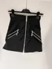 2023 Autumn/winter New Black Metal Zipper Decorated Wool A-line Half Skirt Woman Mini Female Dress