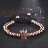 Charme Armbänder 2023 Micro Pave CZ Perlen Kaiserkrone Armband Trendy Braid Makramee Anpassen Größe Für Frauen Männer Schmuck